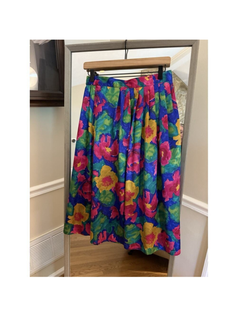 Russ Vintage 80s Floral Midi Skirt High Waist Pleated Size 12
